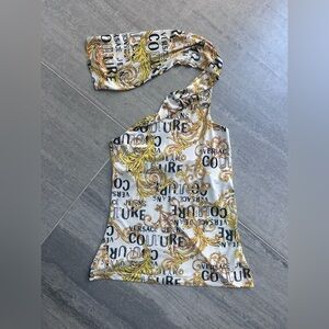 Versace Jeans Collection White and Gold Tank Top
